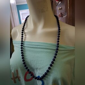 Vintage Dark Blue Mini Beaded Necklace
